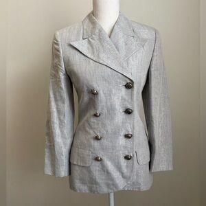 Vintage 1990s Gianni Versace Versus Double Breasted Linen Blazer Jacket Size 0-2